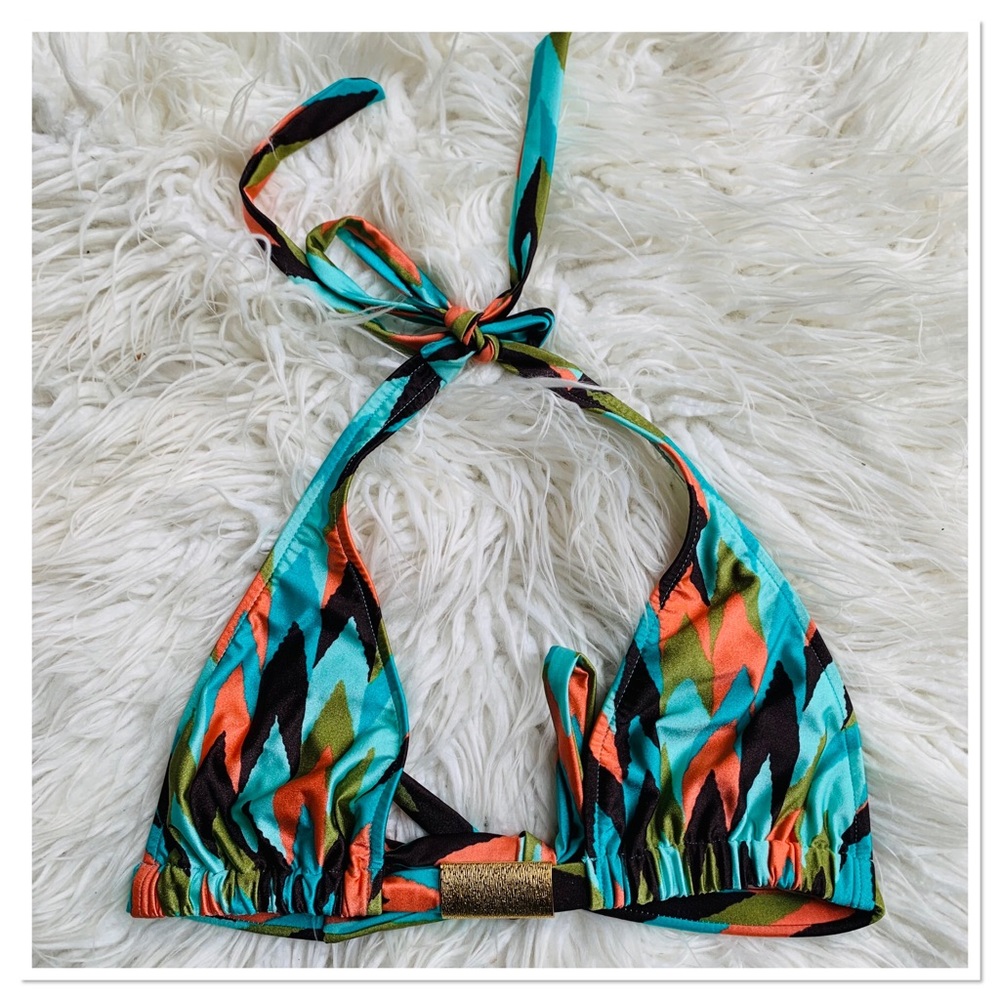 Milly Cabana Bikini Swimsuit Top Turquoise Multicolour Size Medium